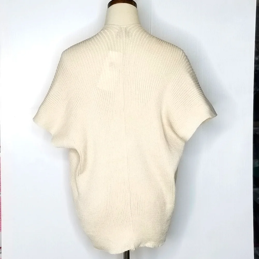 New Save the Ocean Beige Ribbed Kimono Boxy Stretch Open Front Cardigan one size